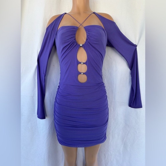 Oh Polly Eternal Light Cut Out Mini Dress in Purple US Size 12 - Picture 12 of 13